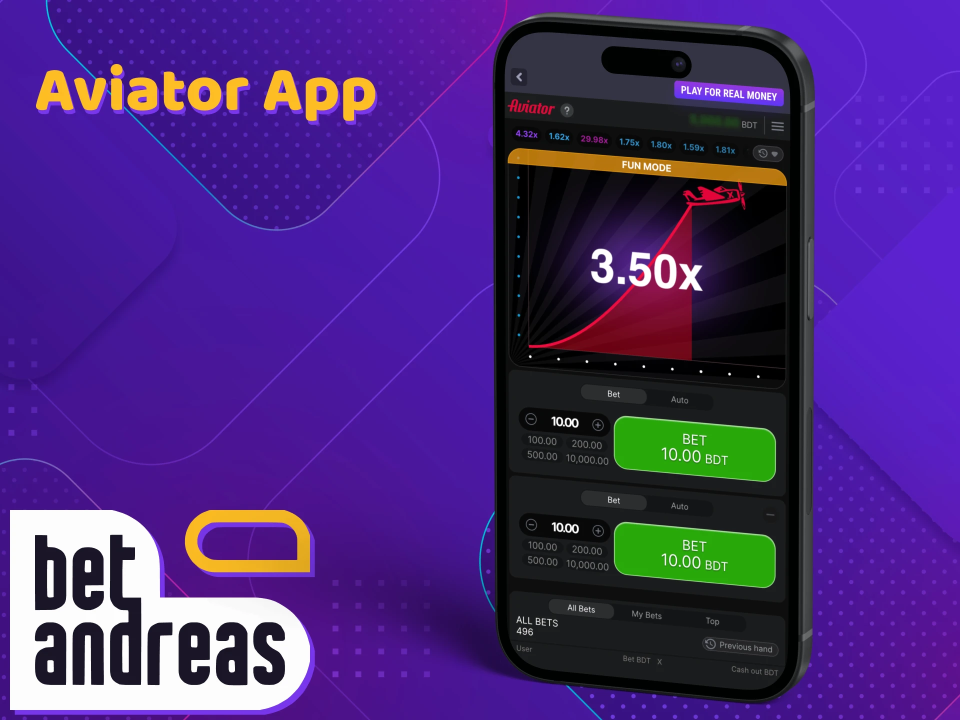 Aviator game is available in BetAndreas app.