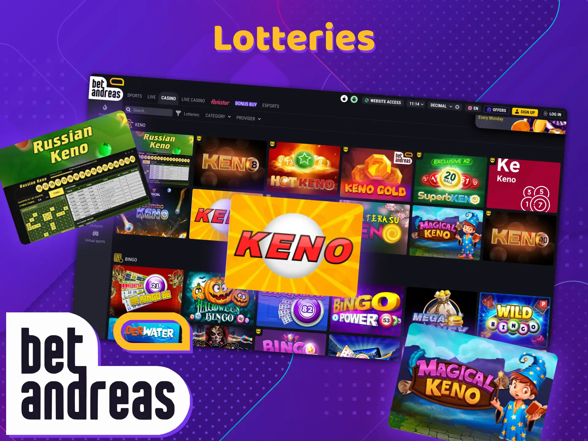 BetAndreas has a selection of lottery-style games.