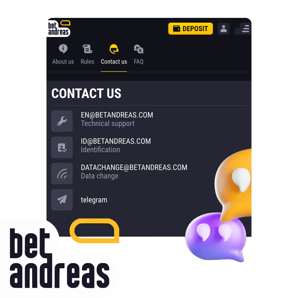 You can contact the BetAndreas team for help.