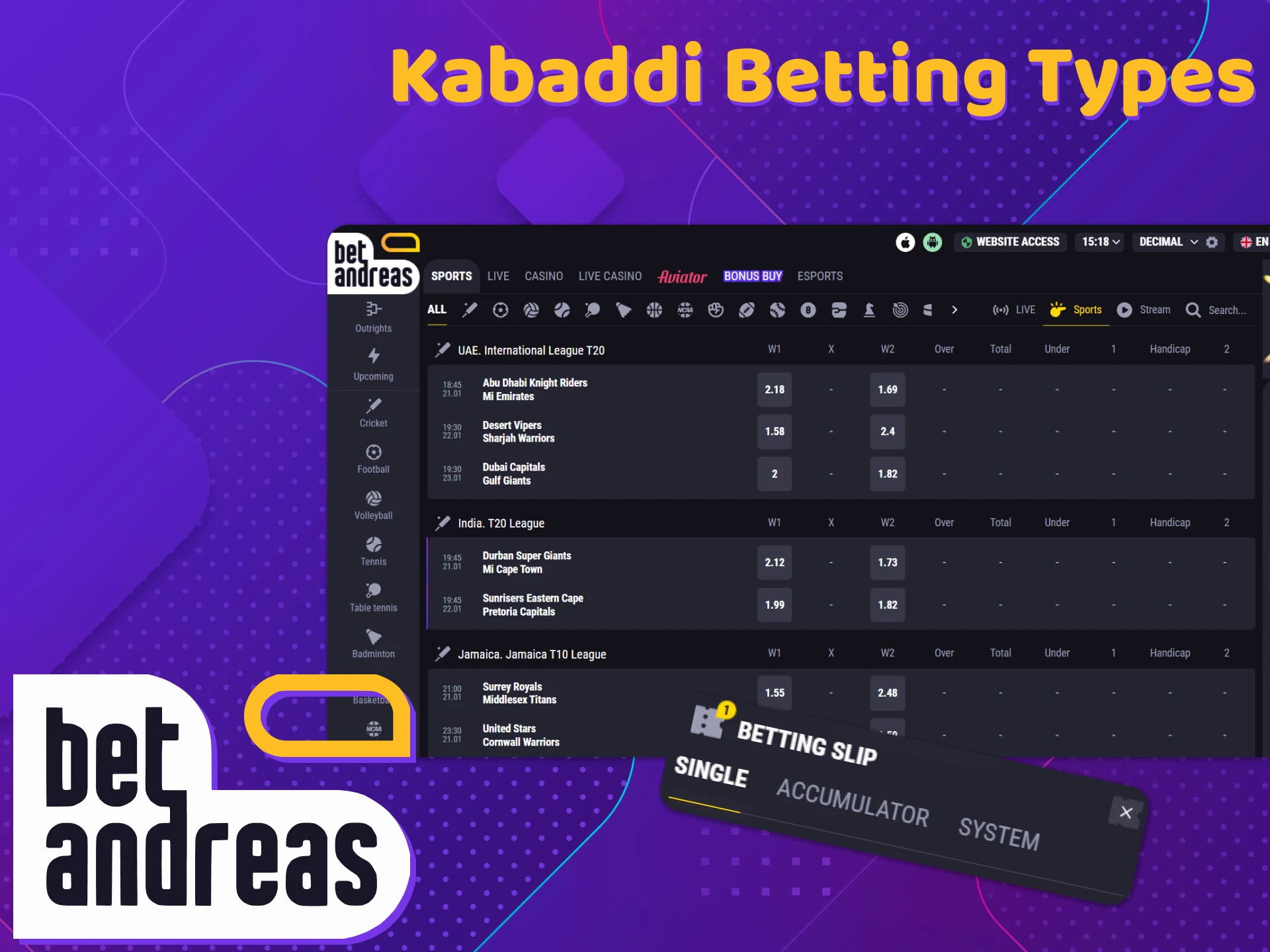 See kabaddi betting types on the BetAndreas platform.