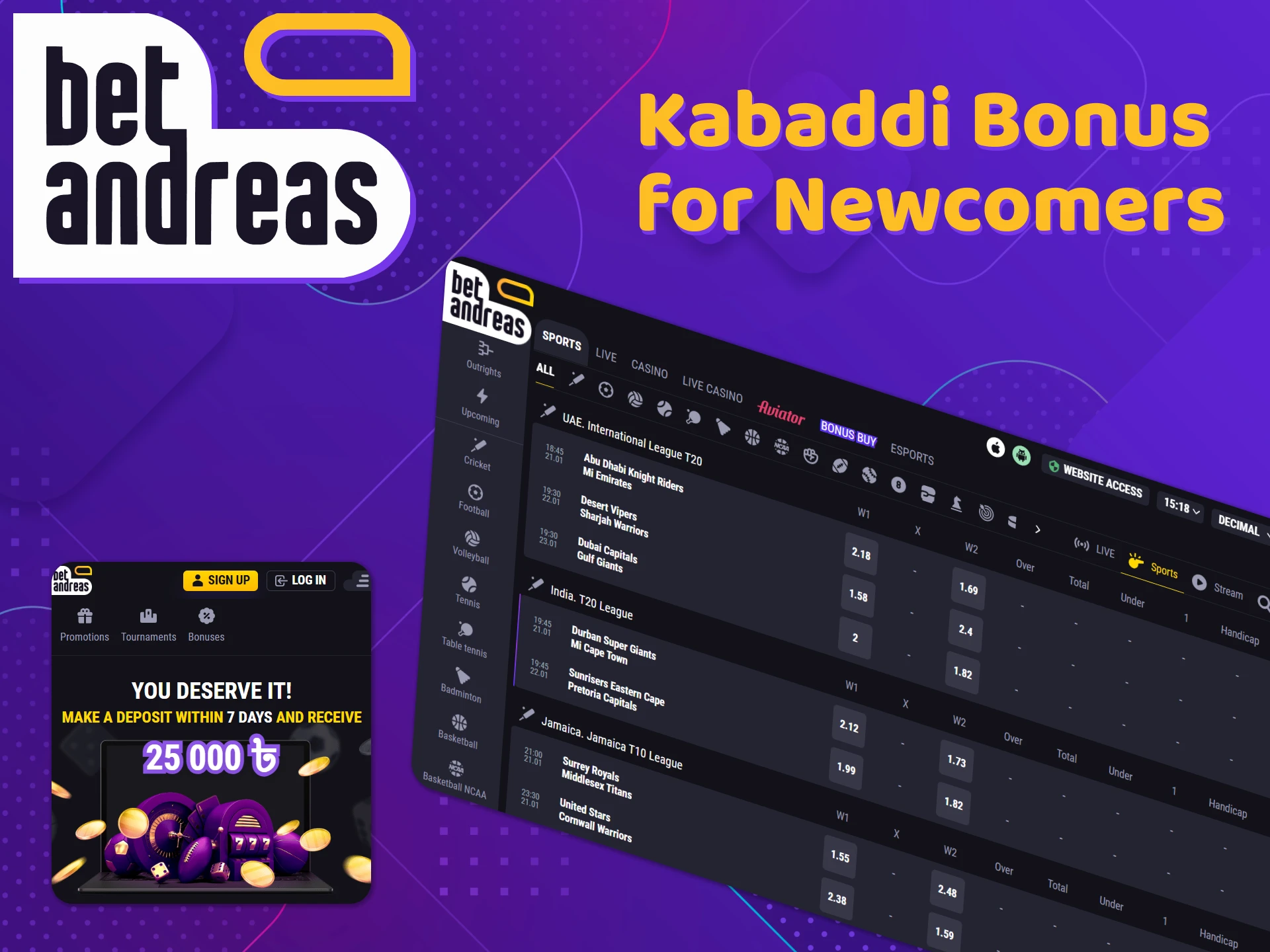 Check out the kabaddi bonus available at BetAndreas.