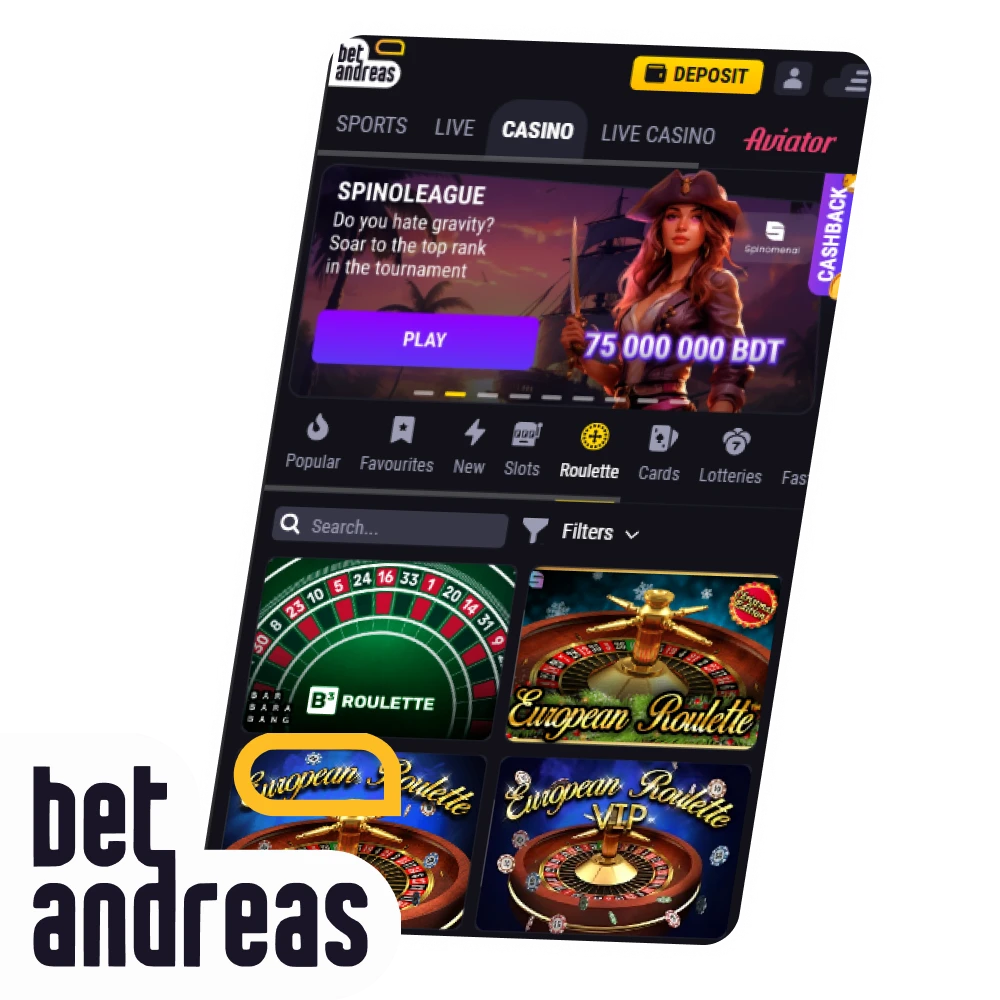 Enjoy playing roulette at BetAndreas.