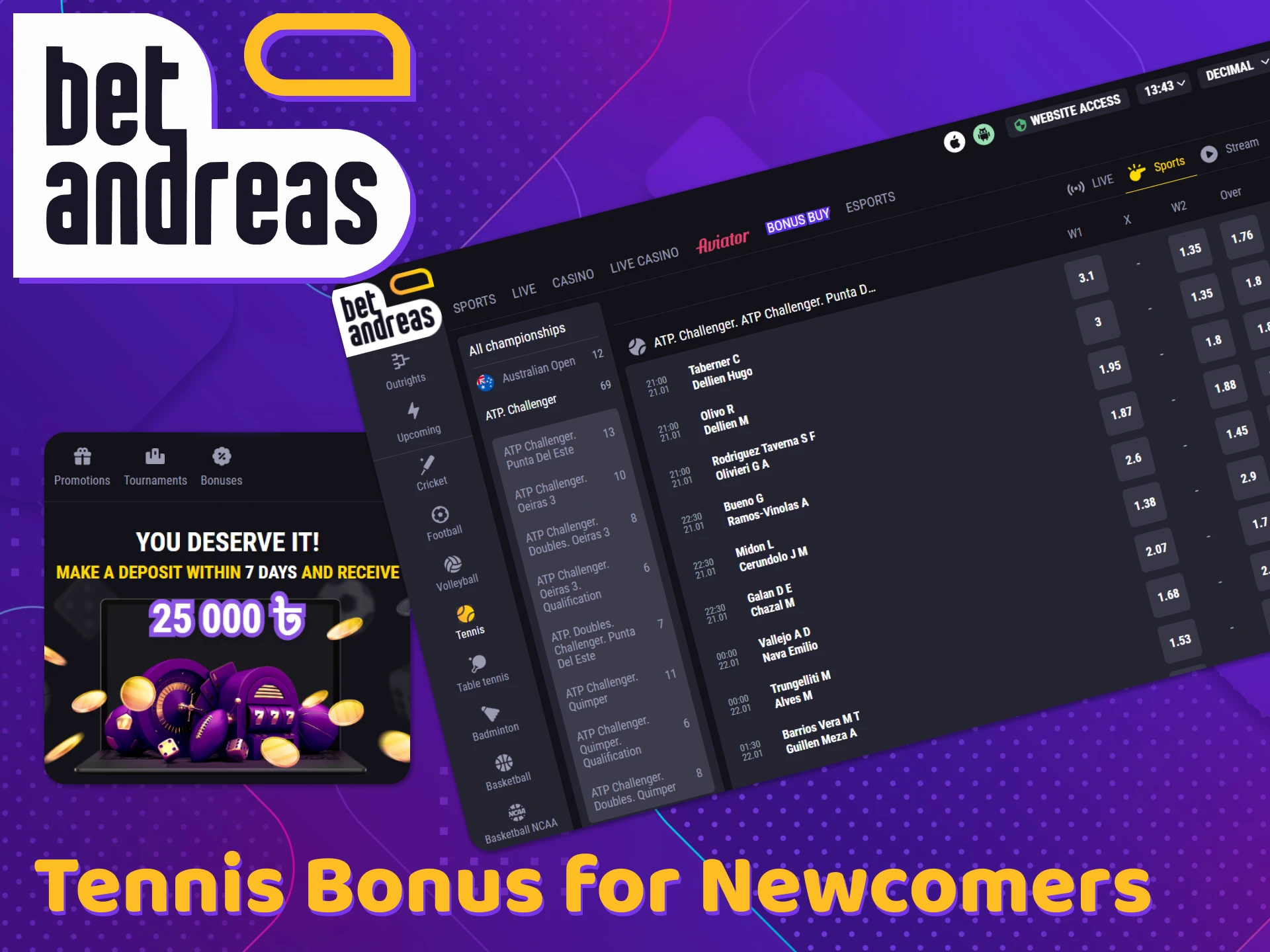 Get the BetAndreas newcomer bonus.